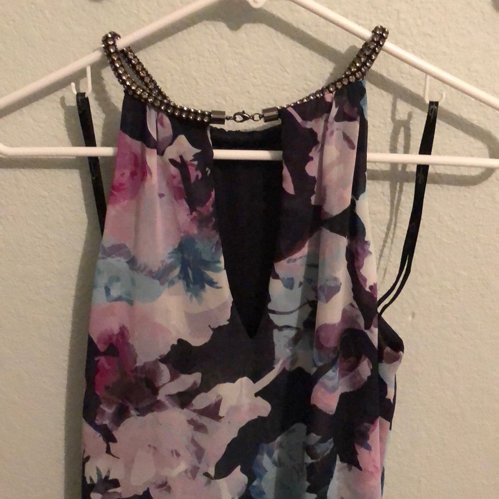 Beautiful floral dress with rhinestone halter - Picture 4 of 4